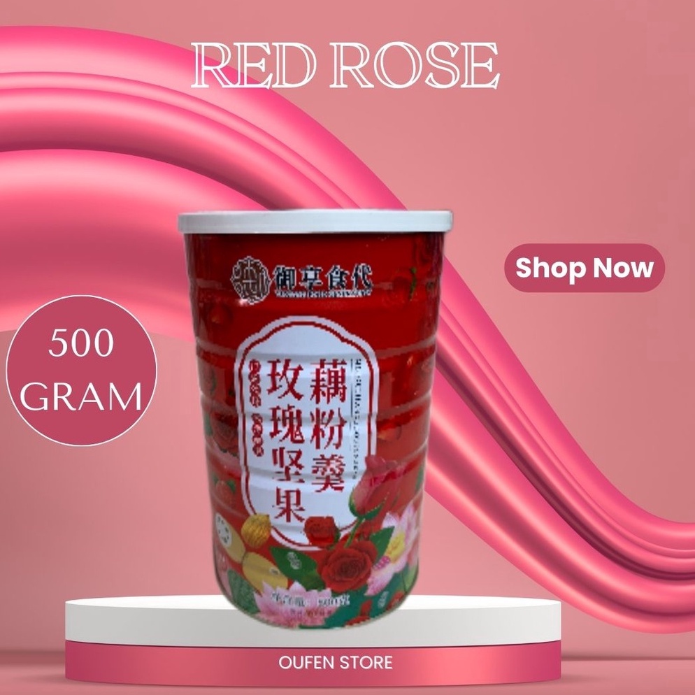 

BAYAR DITEMPAT ✅ Ou Fen Lotus root powder bubuk akar teratai VARIAN RED ROSE COLLAGEN makanan sarapan diet sehat 500g