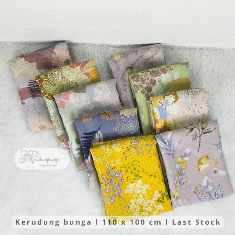 Kerudung bunga segiempat motif Viney Japan akira dobby