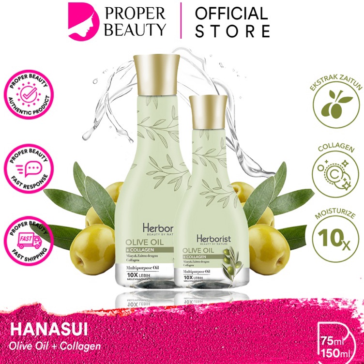 HERBORIST Olive Oil + Collagen Indonesia / 75ml 150ml / Minyak Zaitun Dengan Collagen / Multipurpose