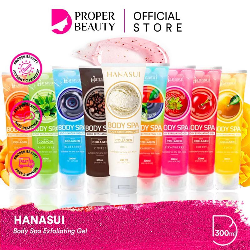 HANASUI Body Spa Exfoliating Gel Indonesia / Gentle Cleanser Power Essence Toner Serum Day Night Cre