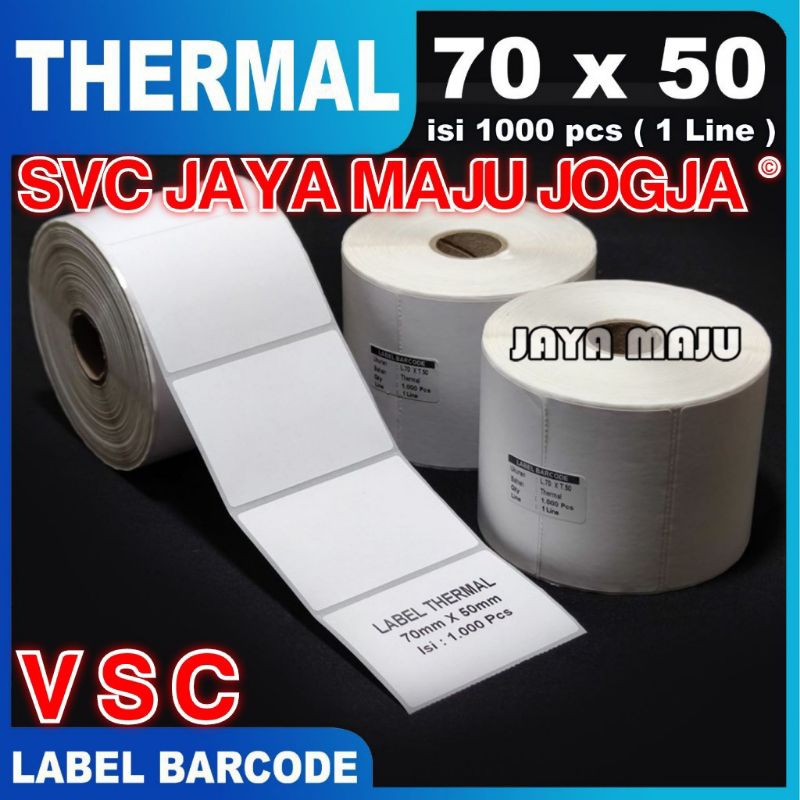 

[ VSC ] 70 X 50 - 1 LINE THERMAL - FACE OUT - ISI 1.000 PCS || CORE 1" || LABEL BARCODE DIRECT THERMAL - KERTAS STICKER E-TICKET || 70X50 - LP9200UB LP9200 UB LP 9200UB LP 9200 UB LP9210B LP9210 B LP 9210B LP 9210 B - ISI 1000 PCS