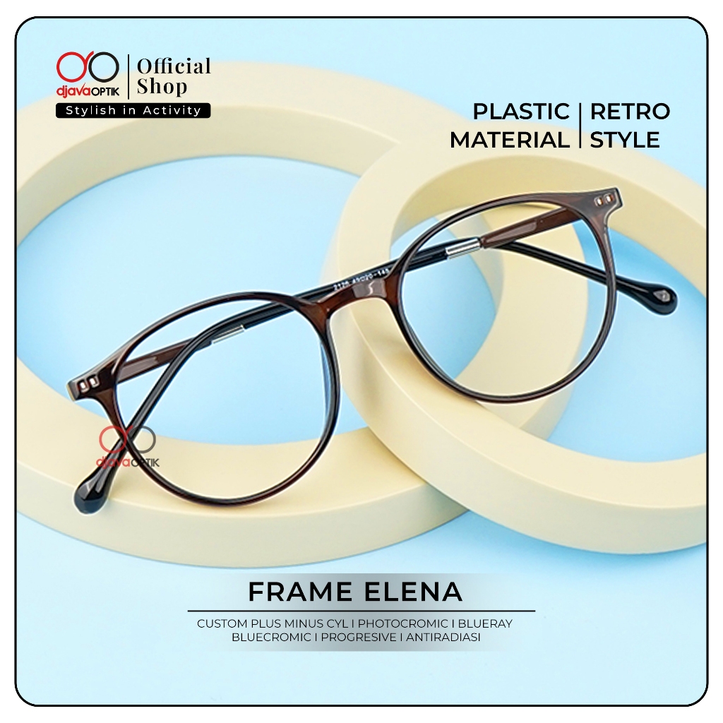 DJAVA OPTIK - Frame Elena - Kacamata Korea Lentur Khusus Minus -4,25 s/d -6,00