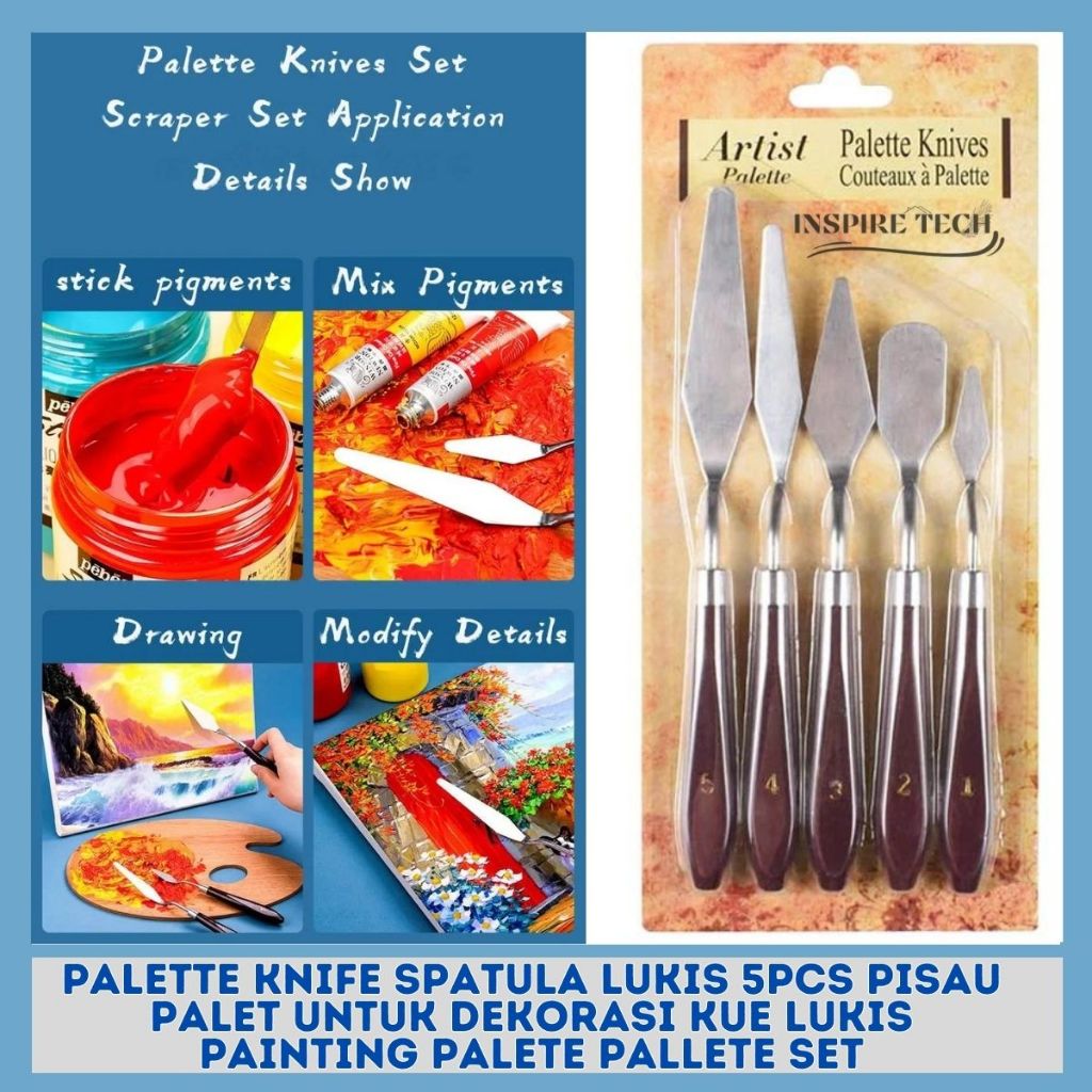 

Palette Knife Spatula Lukis 5pcs Pisau Palet Untuk Dekorasi Kue Lukis Painting Palete Pallete Set