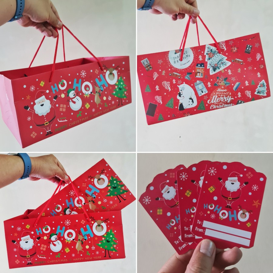 

(5 pcs) paperbag hantaran natal goodie bag packaging hampers parcel merry christmas xmas ukuran 31x19x13cm