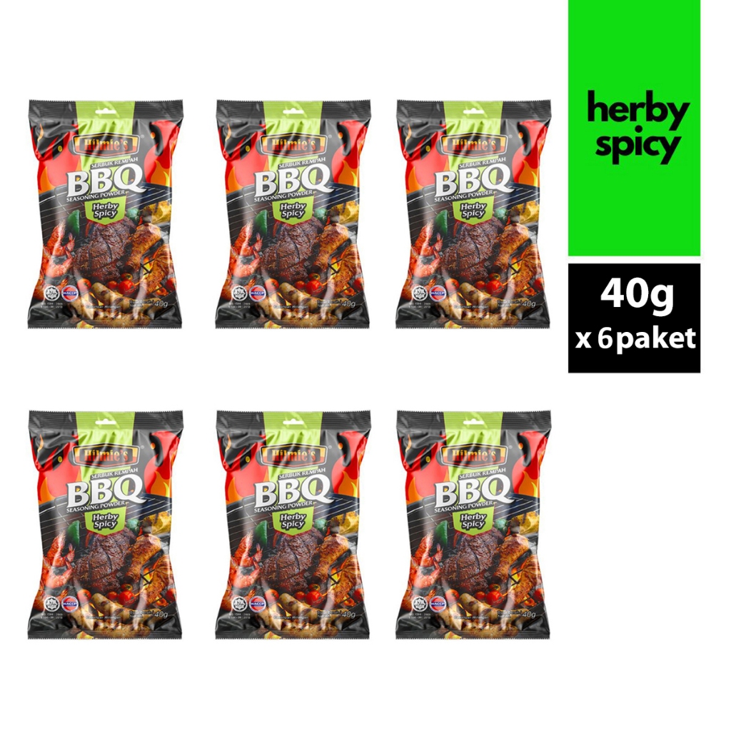 

[6 PAKET] Bumbu Bubuk Rempah marinasi BBQ Hilmie's Herby Spicy - 40g untuk kambing, ayam dan daging