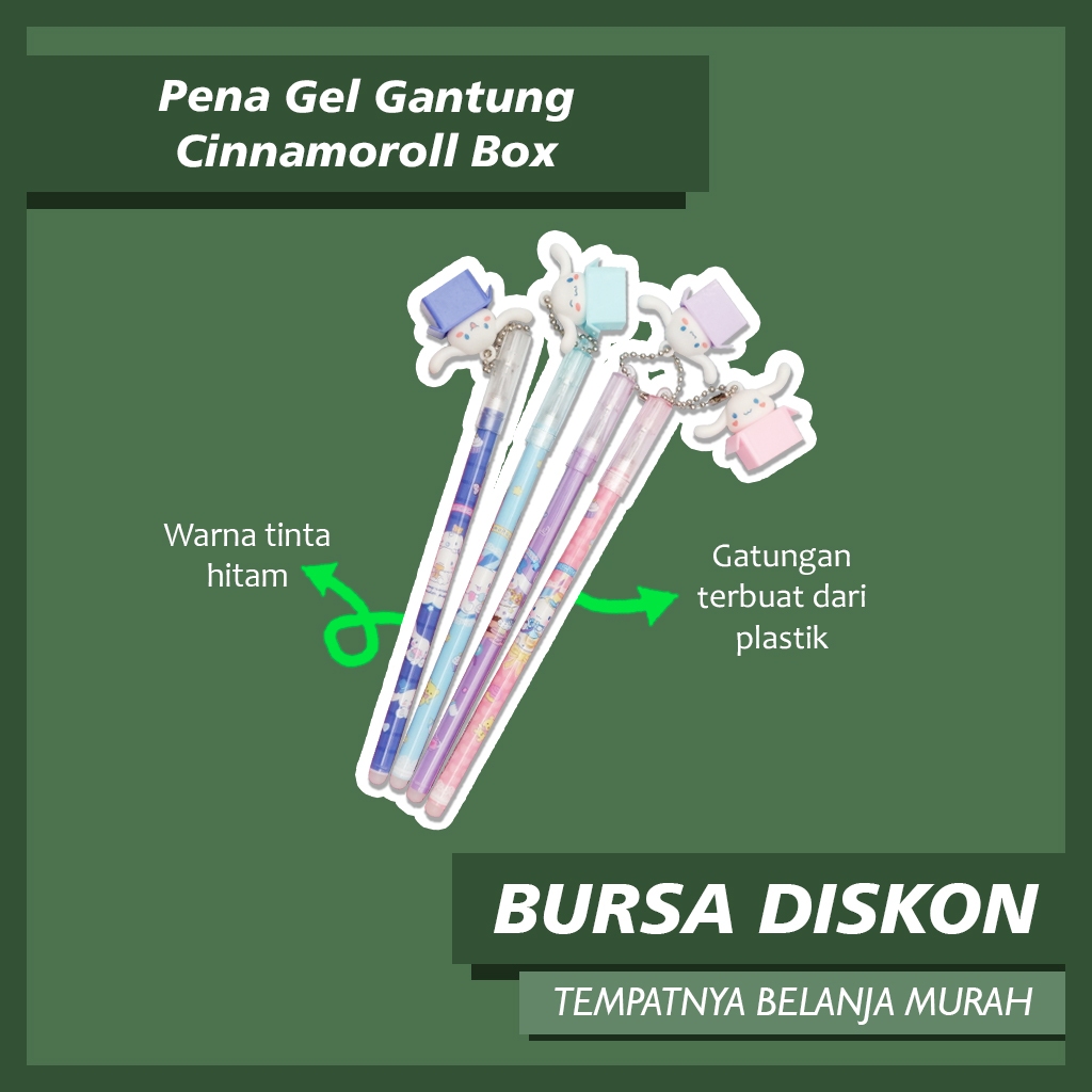 

Pena Gel Gantung Cinnamoroll Box Pulpen Bolpen Bollpoint Tinta Hitam Sanrio