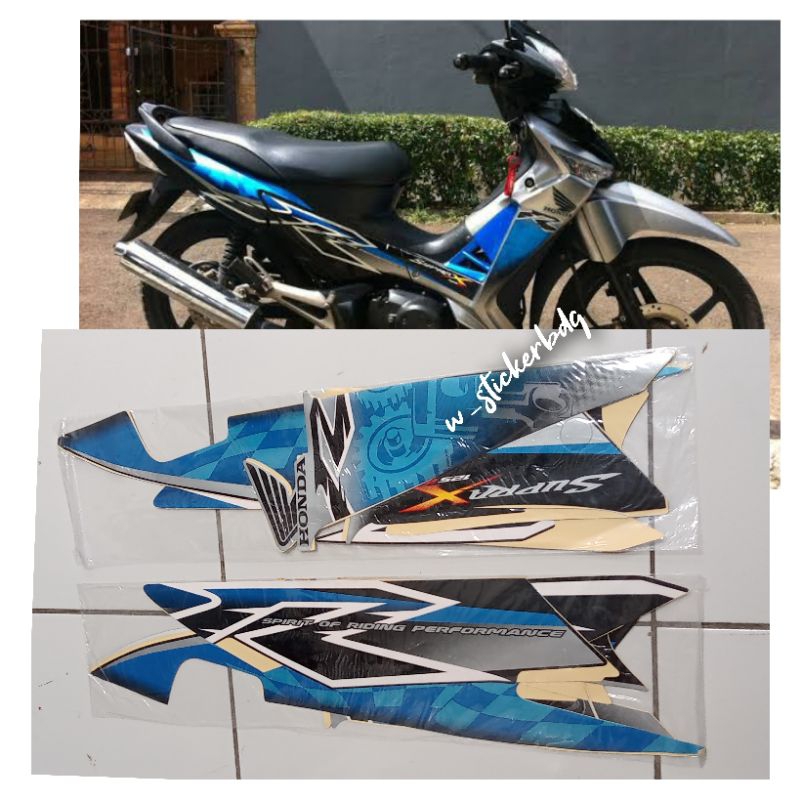 Striping Lis Stiker Honda Supra X 125 R 2008 Silver Hitam
