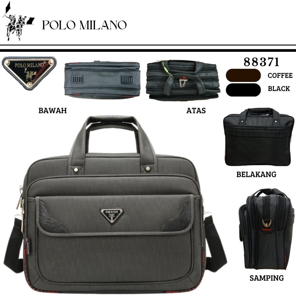 Tas Kantor Polo Milano 18 Inch 88371 / 88372 / 88373 Selempang Original