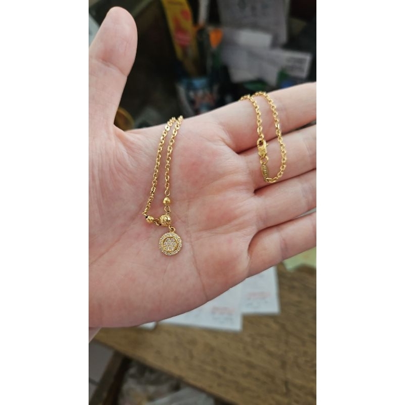 kalung rantai nori bintang star mata putih satu emas asli 375 muda gold murah