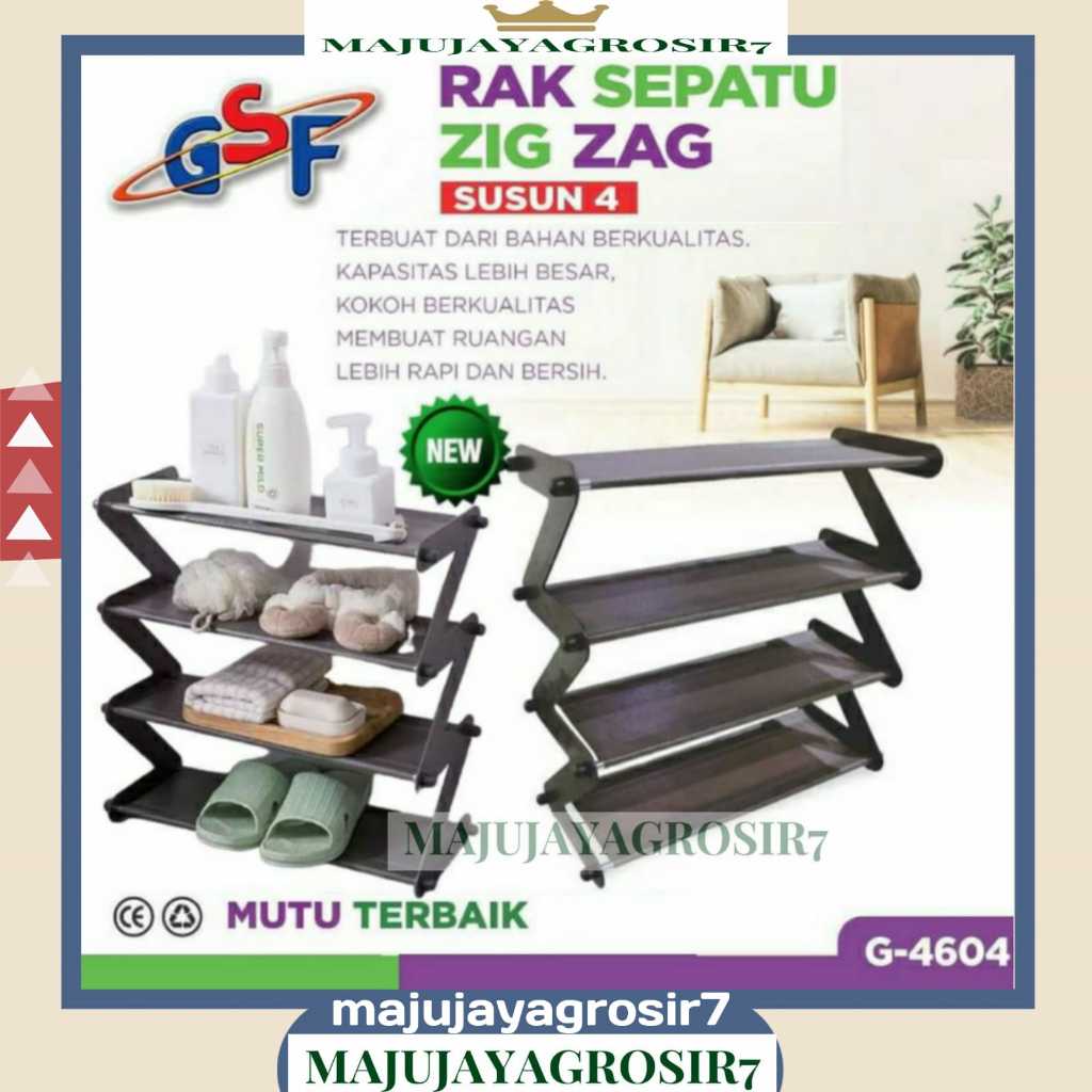 RAK SEPATU GSF G-4604 / RAK SEPATU ZIG ZAG SUSUN 4 GSF 4604 / RAK TEMPAT SEPATU SANDAL SENDAL SUSUN 