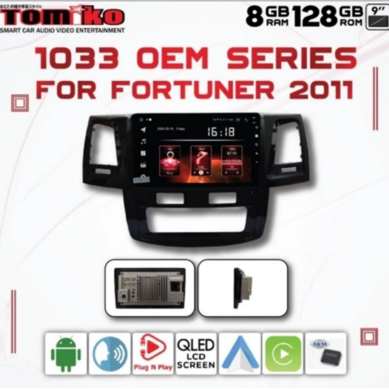 Headunit Android TOMIKO Fortuner 2011 - 2015 Ram 8/128 + Kamera 360