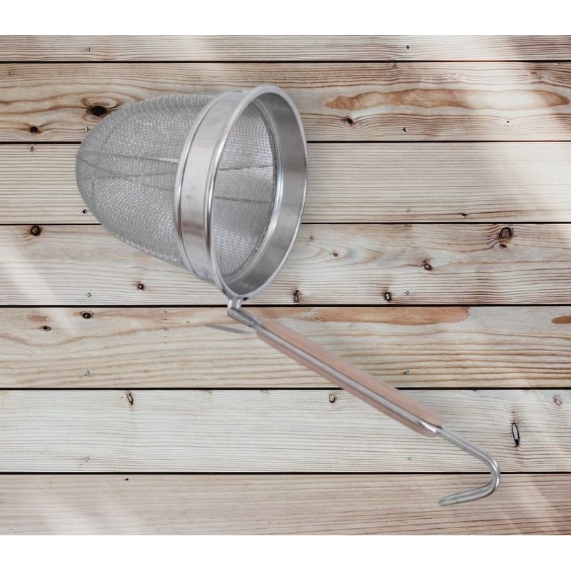 Saringan Mie Ayam / Bakmie / pansit / Bihun /  Kocokan Mie / Colander Serok Stainless Gagang Kayu