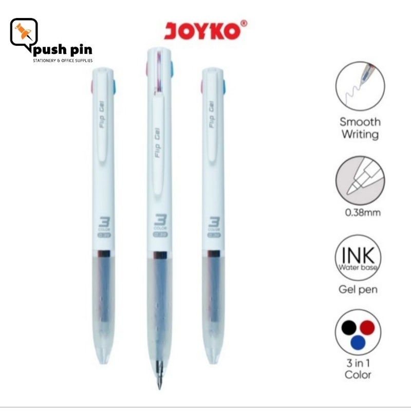 

Joyko Gel Pen Pulpen Pena GP-339 Flip Gel 3 in 1 Color Warna 0.38 mm