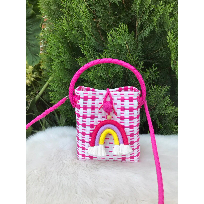 Mini Cube Slempang Tas Selempang Wanita Tas Anyaman Plastik Premium