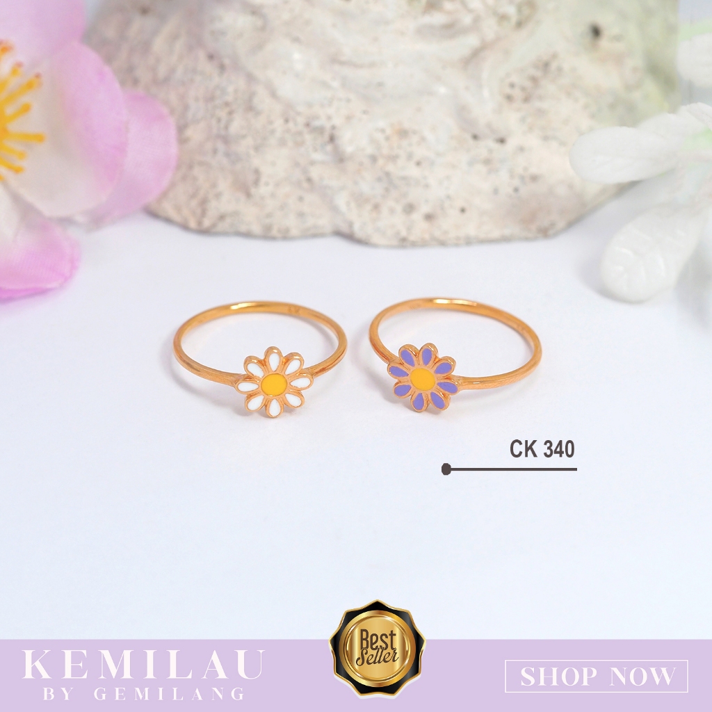 CINCIN EMAS MUDA 6K ATAU 300 DAN 8K ATAU 375 CINCIN BUNGA CINCIN TERBARU BEST SELLER KODE CK 340 KEM