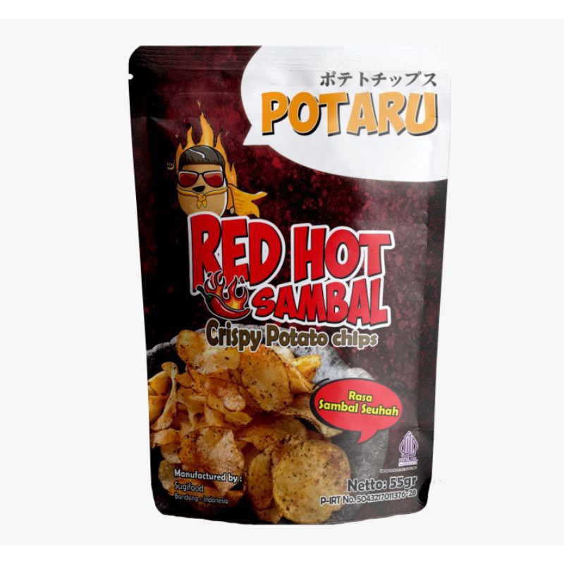 

Potaru Snack Keripik Kentang Red Hot Sambal Crispy Potato Chips