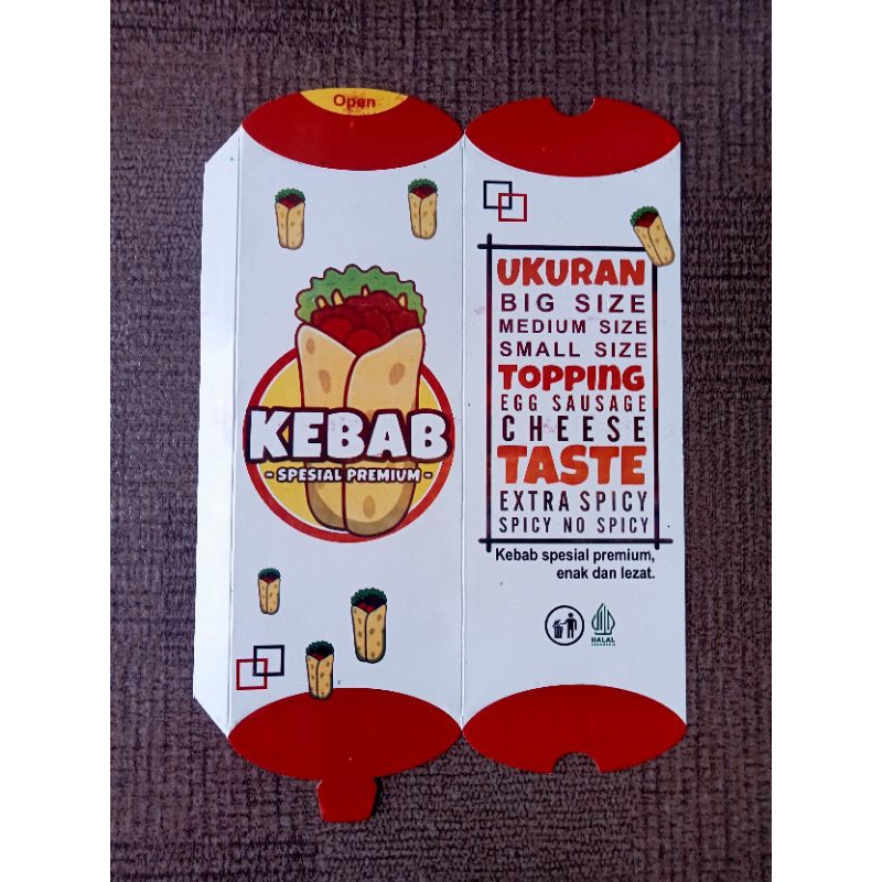 @100pcs kemasan kebab/ dus kebab/ bungkus kebab ivory all size merah putih
