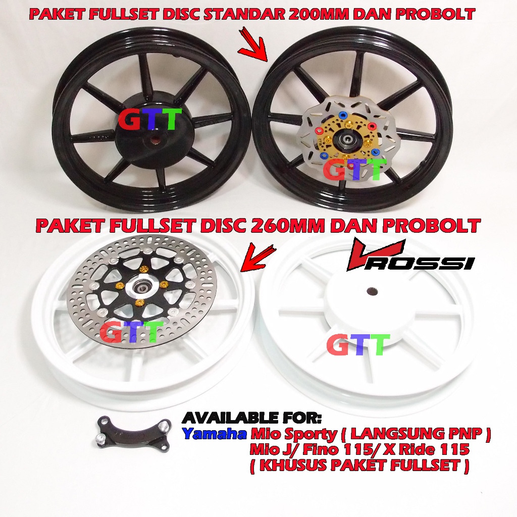 VELG VROSSI YAMAHA MIO SPORTY LUBANG BAUT DISC DEPAN 4 RING 14