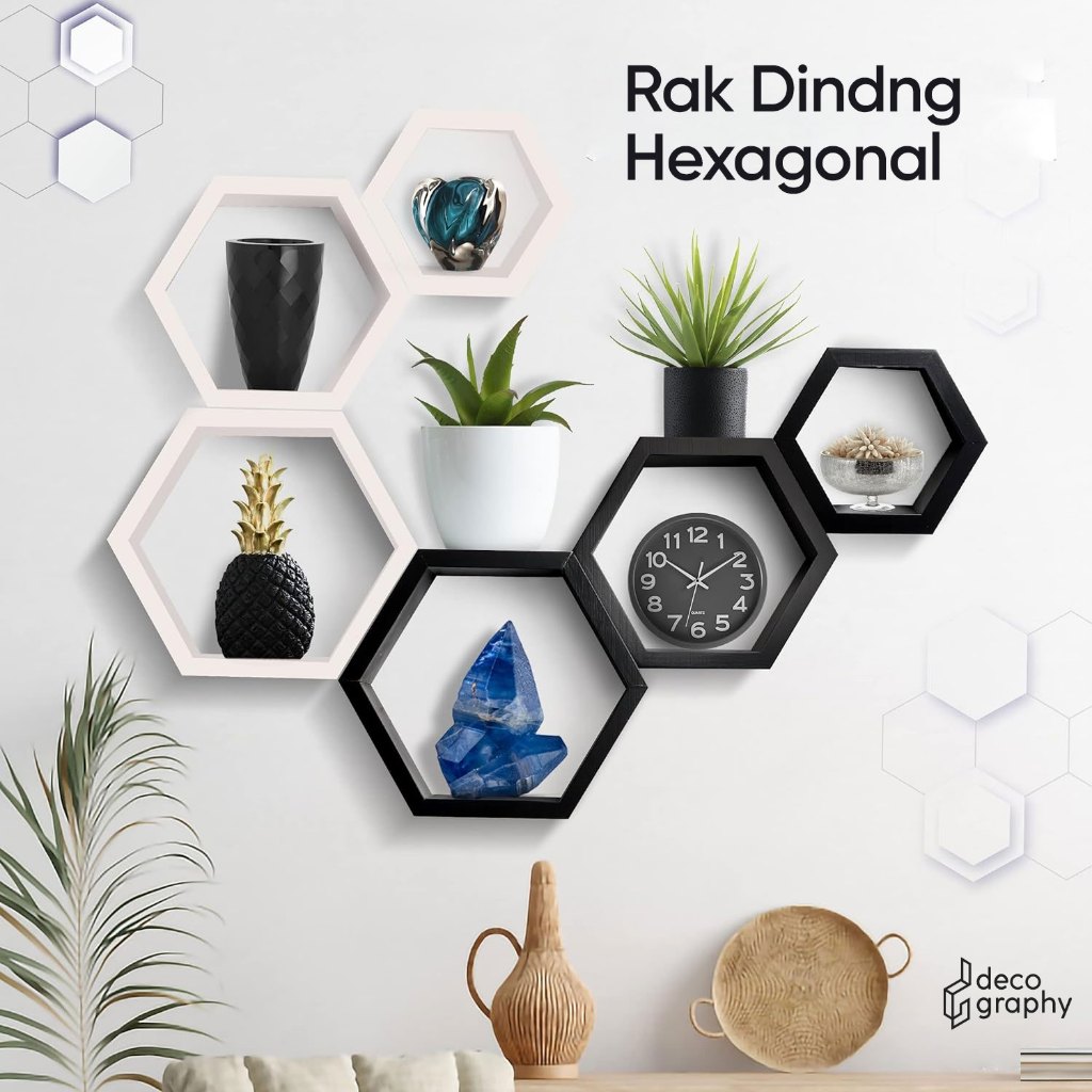 Hexagonal Set Rak Dinding Hexagonal/Rak Kayu Hexagonal