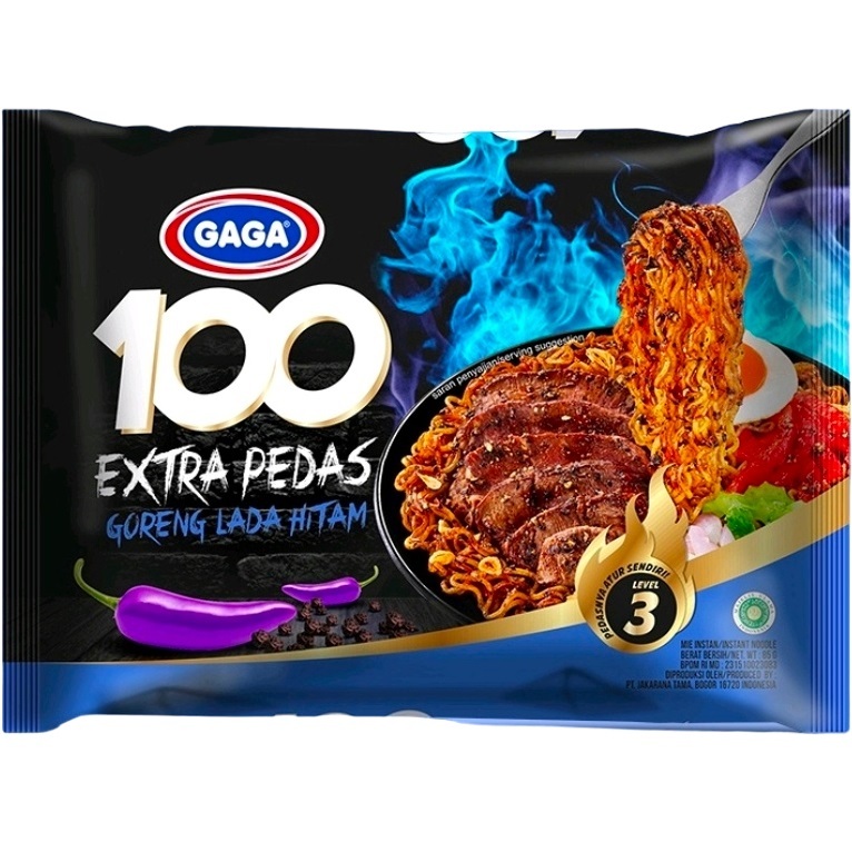 

Gaga Mie 100 Extra Pedas Goreng Lada Hitam 85gr