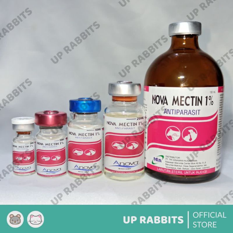NOVA MECTIN 1% Obat antiparasit seperti obat kutu jamur scabies dan cacingan pada hewan peliharaan