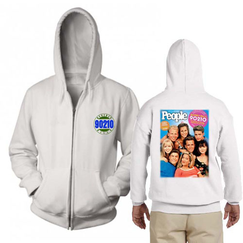 Jaket Hoodie Beverly Hills Hoodie Ritsleting Bahan Cotton Fleece New Zipper Hoodie White