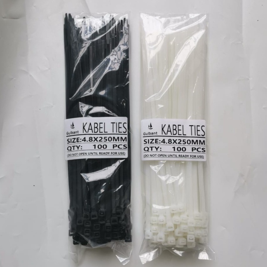 

GROSIR ✅ Kabel ties 4.8x250mm Warna PUTIH/HITAM 1PACK Isi 100PCS