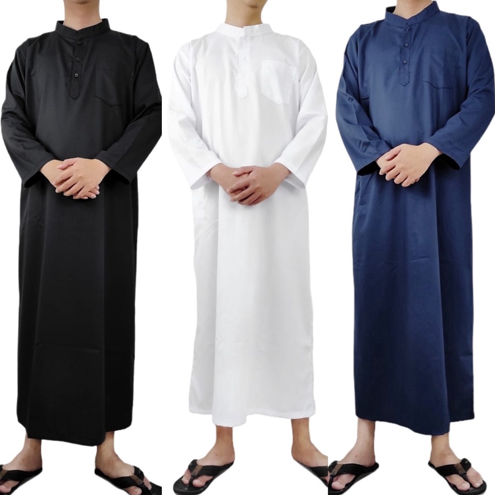 codeHh6H1 Gamis Jubah Pria TOYOBO PREMIUM ADEM Putih Hitam Biru Navy Tua Donker Hijau Botol Muslim P