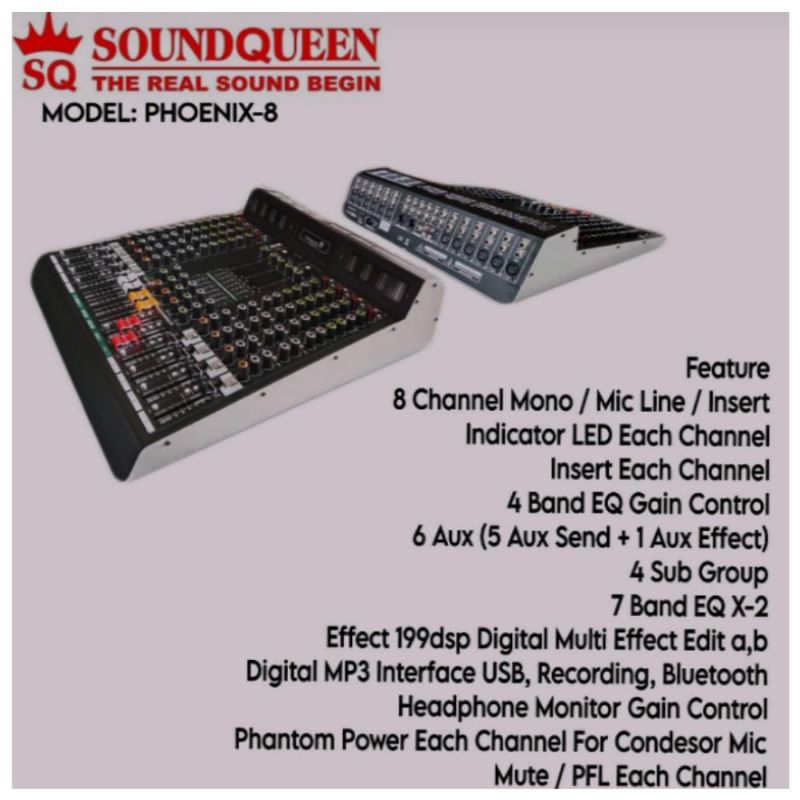 Mixer Soundqueen PHOENIX 8 ORIGINAL 8 Channel