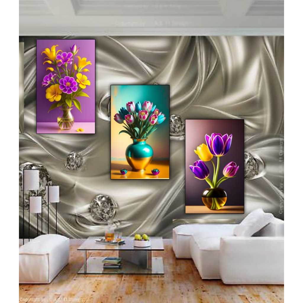 BOMAL....HIASAN DINDING RUANG TAMU MOTIF BUNGA TERBARU/HIASAN DINDING RUANG KAMAR POSTER KAYU PAPAN 