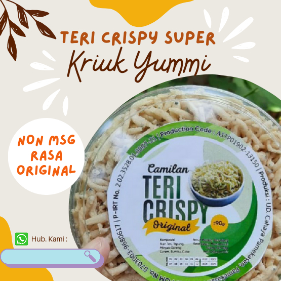 

TERI CRISPY SUPER TOPLES / MPASI NON MSG SEHAT UNTUK ANAK DAN BALITA SERTA COCOK UNTUK LANSIA DAN MUBIL DALAM MENGURASI OSTEOPOROSIS