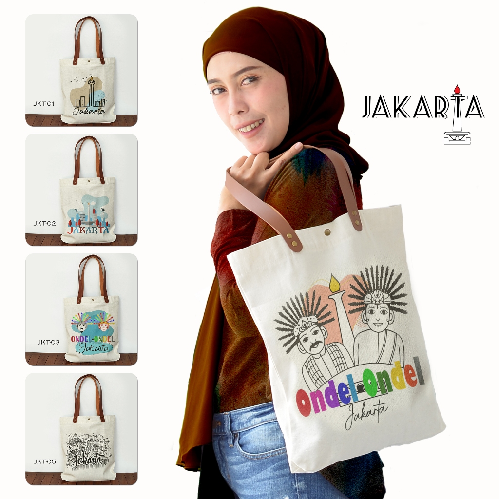 Totebag oleh oleh Jakarta Tas Canvas Souvenir Jakarta