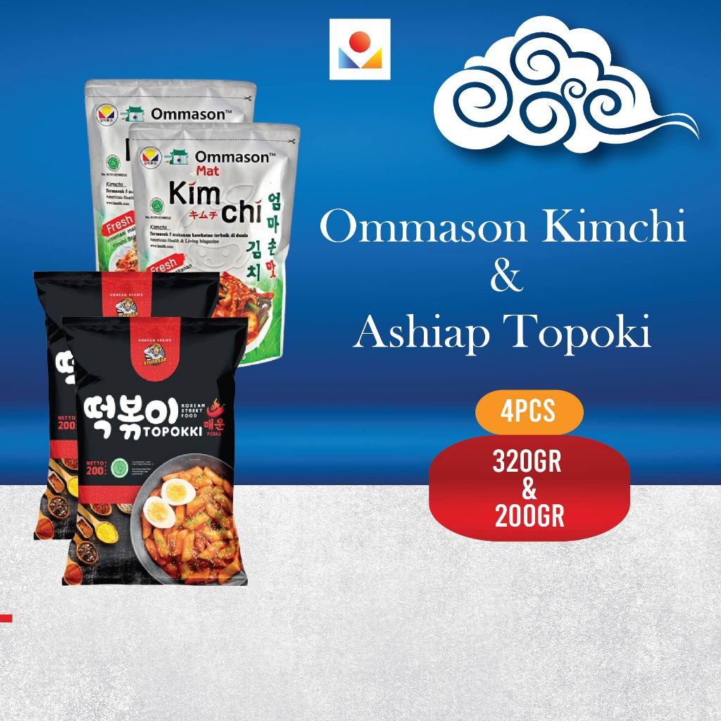 

Ommason Kimchi Viral Makanan Khas Korea 320gr (2pcs) x Ashiaaap Korean Series Topokki Pedas 200gr (2pcs) l Bundle 4