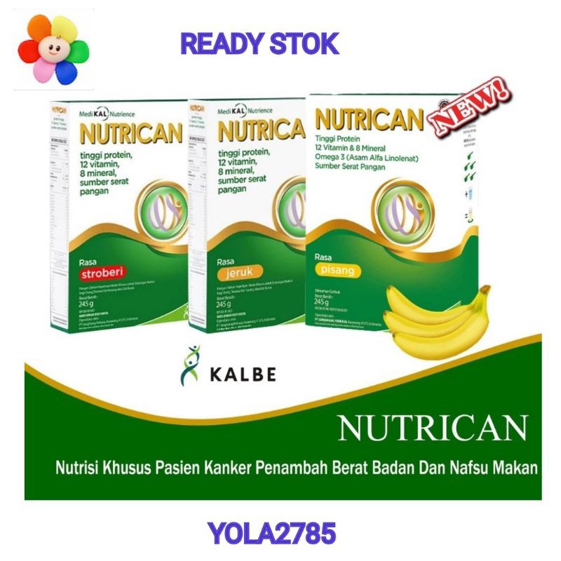 

Nutrican 245 gr Susu Rasa Pisang Jeruk Strawberry Susu Kanker Nutrisi Tinggi