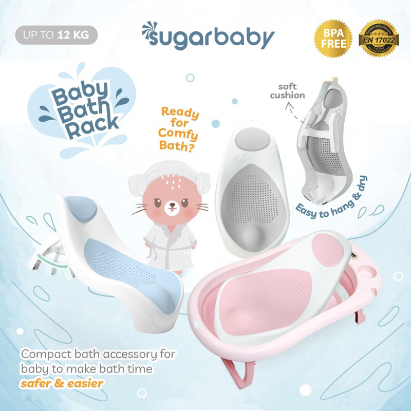 SUGARBABY Bath Rack Alas Mandi Bayi | Sugar Baby Dudukan Bak Mandi Silikon Plastik Empuk | Baby Bath