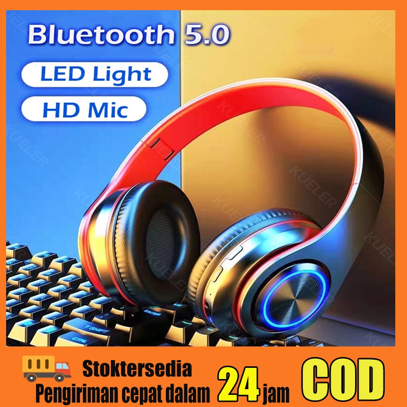 Headset Bluetooth nirkabel yang dapat menyala B39 dengan lampu gradien warna-warni yang keren 5.0 yang dapat dicolokkan, desain lampu yang keren, kualitas suara yang berkualitas tinggi! Headset nirkabel yang bisa menyala yang layak dimiliki!