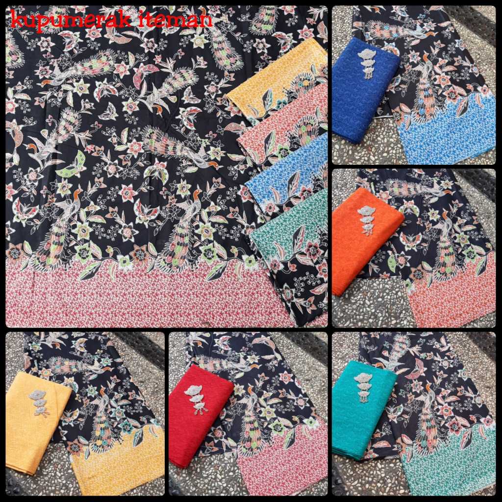 kain batik printing motif kupu merak iteman