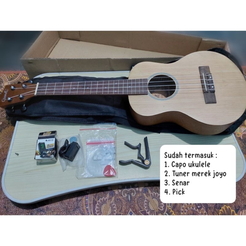 1 Set Ukulele Grande Tenor UK-25 NA Original Warna Coklat Muda [ Prelove/Bekas ]