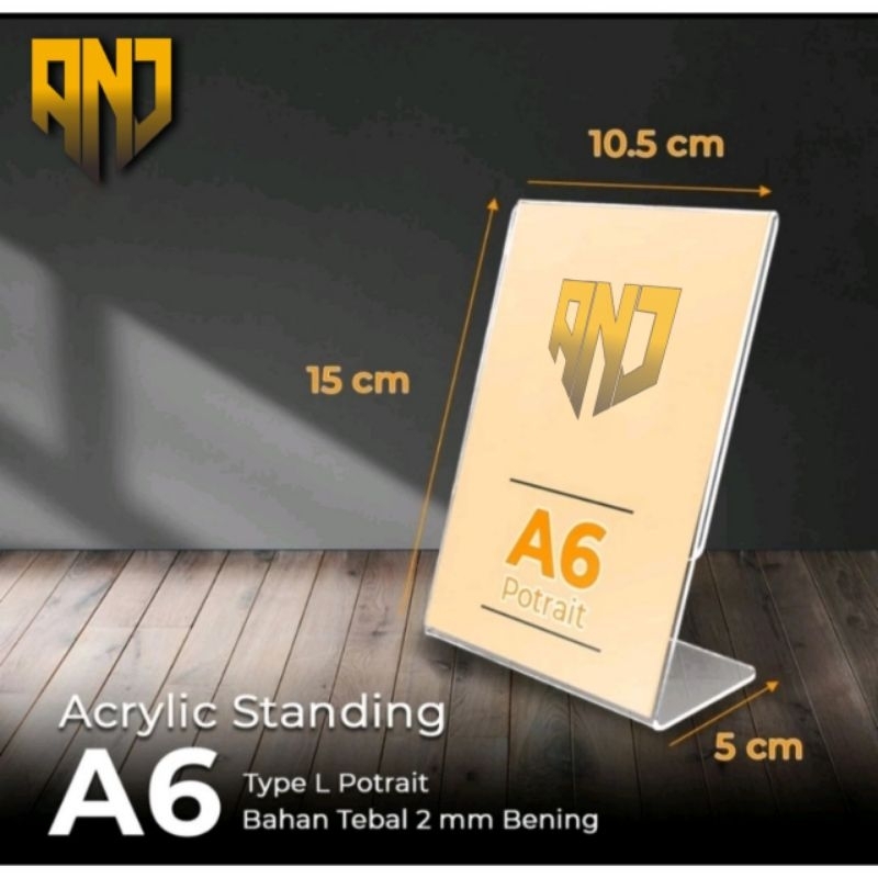 

Akrilik Display / Card Display / Nomor Meja / Tempat Brosur L Potrait A6