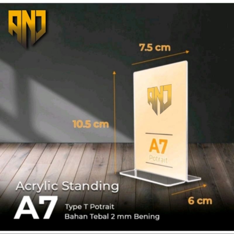 

Akrilik Display / Card Display / Nomor Meja / tempat Brosur T Potrait A7
