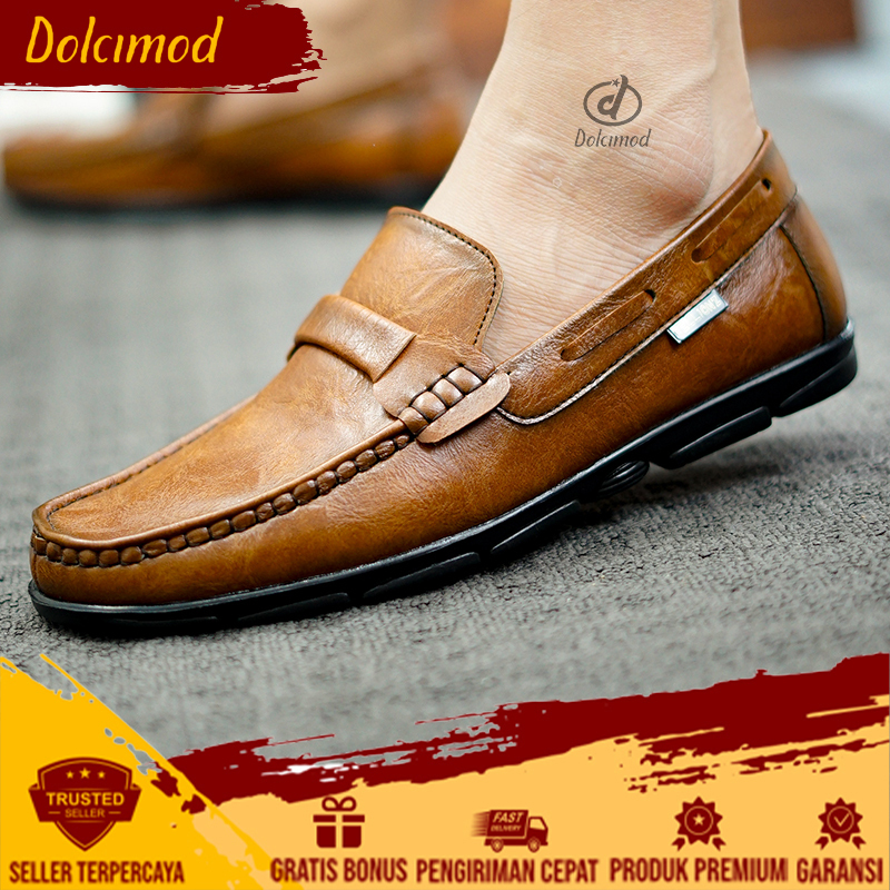 DCMD x ZIRAF - Sepatu Undangan Pria Pantofel Tanpa Tali Slip On Original Kulit Garut Asli Gereja Cow