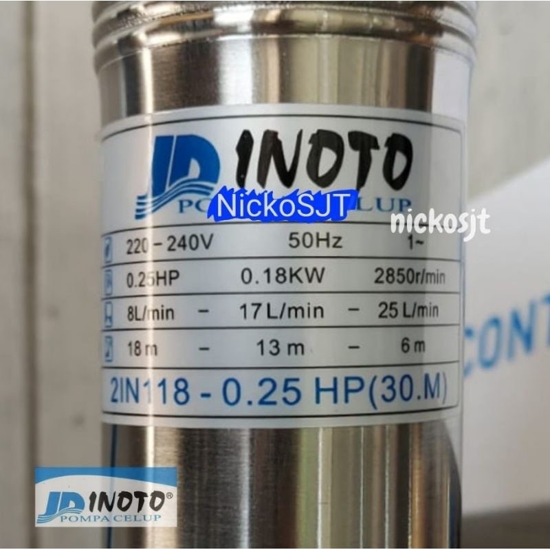 Pompa Submersible Sible Inoto 2in 2" Pompa Celup + CONTROL BOX + KABEL Pompa sumur dalam  0.25hp kip