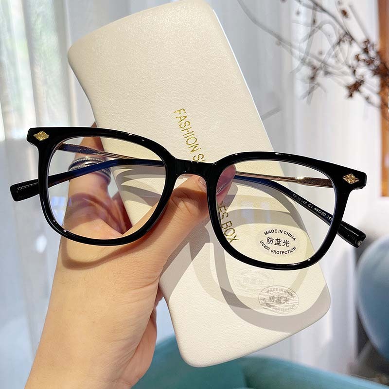 Viendo Kacamata Minus Photocromic Anti Radiasi Blueray Bluecromic Wanita Pria Cowok Korea TR90 Frame Antiradiasi Kecamata Sinar Matahari UV400 Potocromic Fotocromic Kaca Mata optik Komputer HP-Black