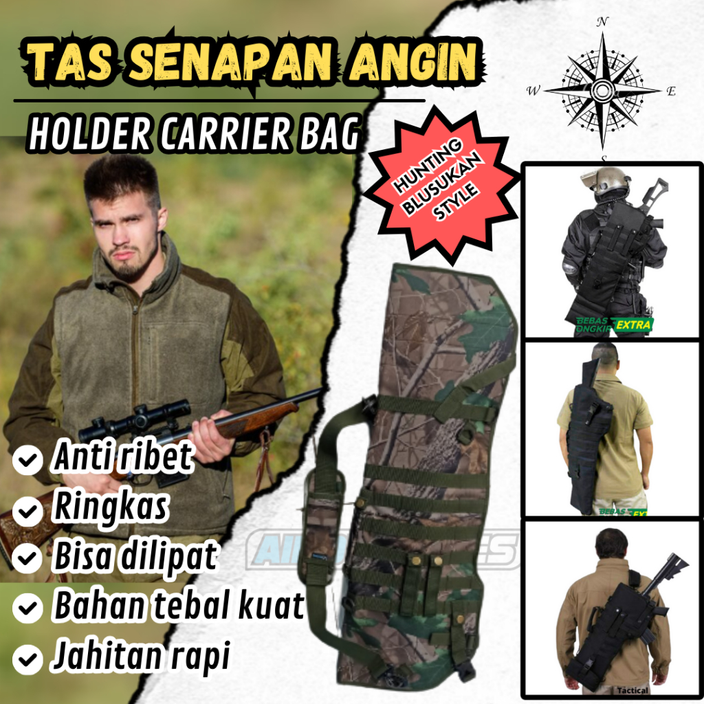 tas pompa pcp Slempang Bahan tebal kuat Hitam Camo Blusukan RIngkas Bisa dilipat