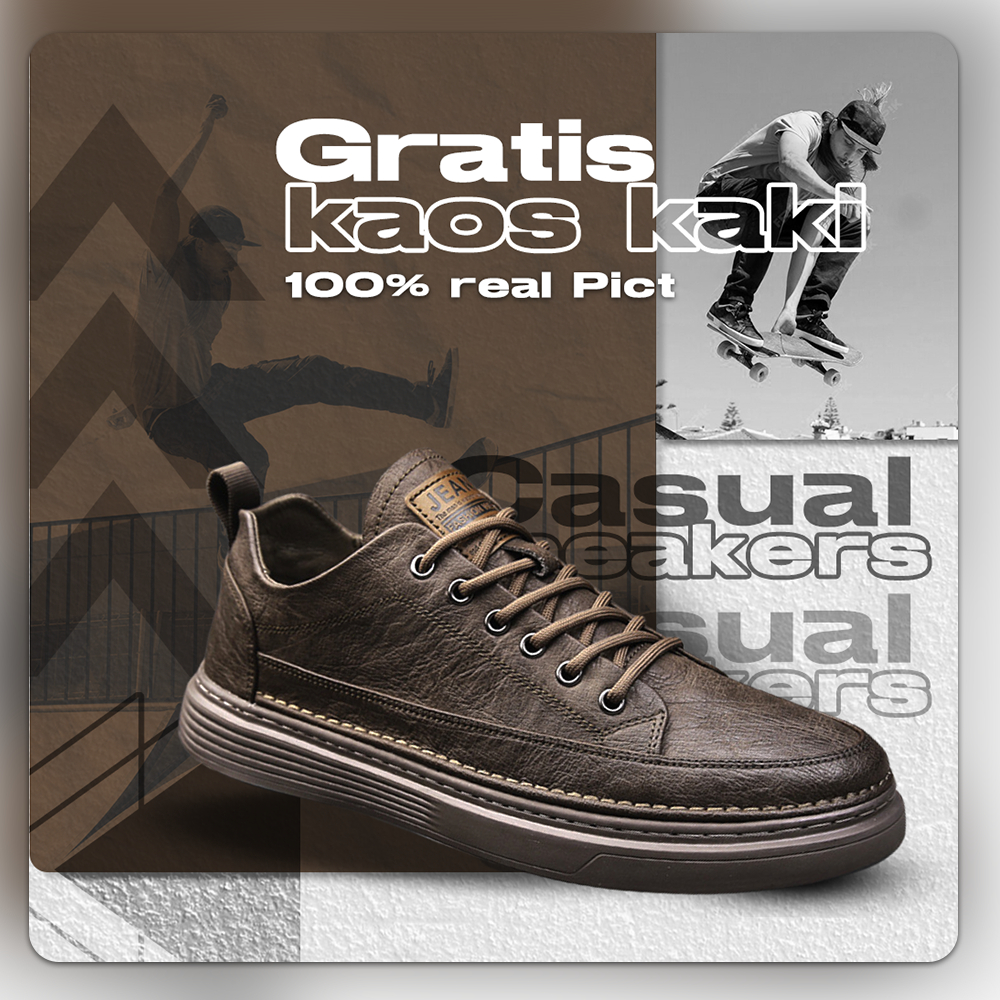 Sepatu Kulit Pria Berkualitas Sepatu Sneakers Formal Casual Model Kekinian High Quality Import