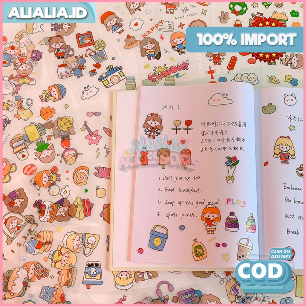 

Sticker Aesthetic Kartun Lucu Dekorasi DIY Waterproof Hiasan Diary Scrapbook Botol Aksesoris Kekinian