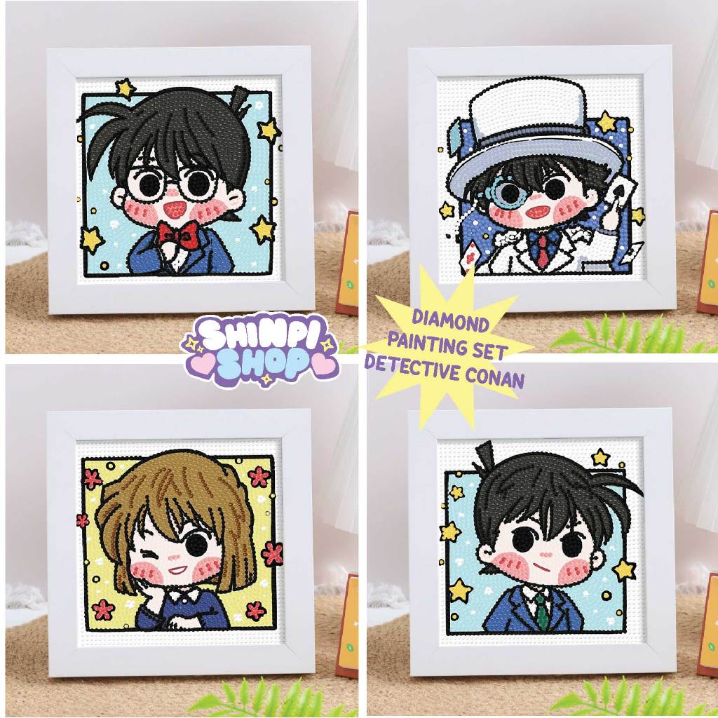 

DETECTIVE CONAN SET DIAMONGPAINTING LENGKAP Mainan Anak DIY Diamond Painting conan SHINICHI KUDO KAITO KID AI HAIBARA Edition Cartoon Kerajinan Lukis Berlian 5D/DIY Gambar