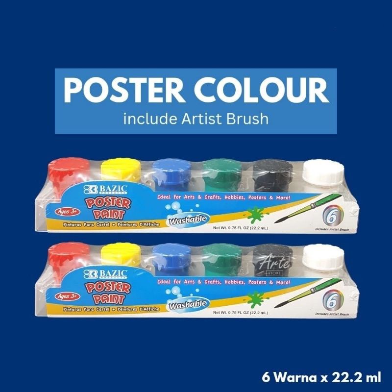 

Cat Poster BAZIC 6 warna / Poster paint Washable (1 set)