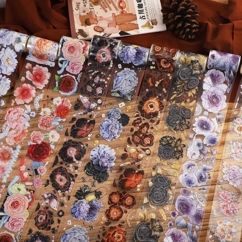 

Sample Zuo Ri Huang Hua Pet Tape bukan Washi tape 1 loop 1 meter untuk journaling