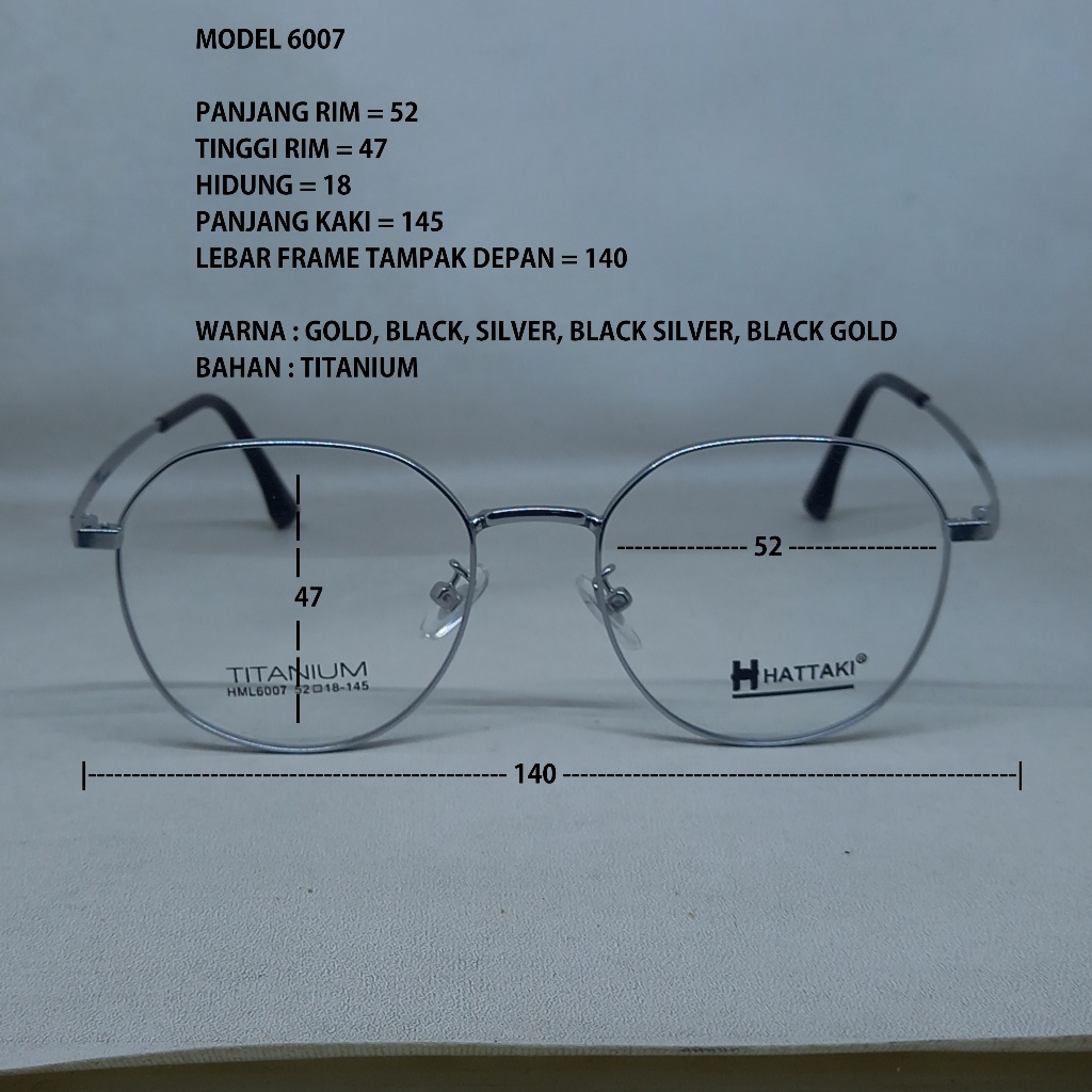 FRAME KACAMATA 6007 TITANIUM PRIA WANITA